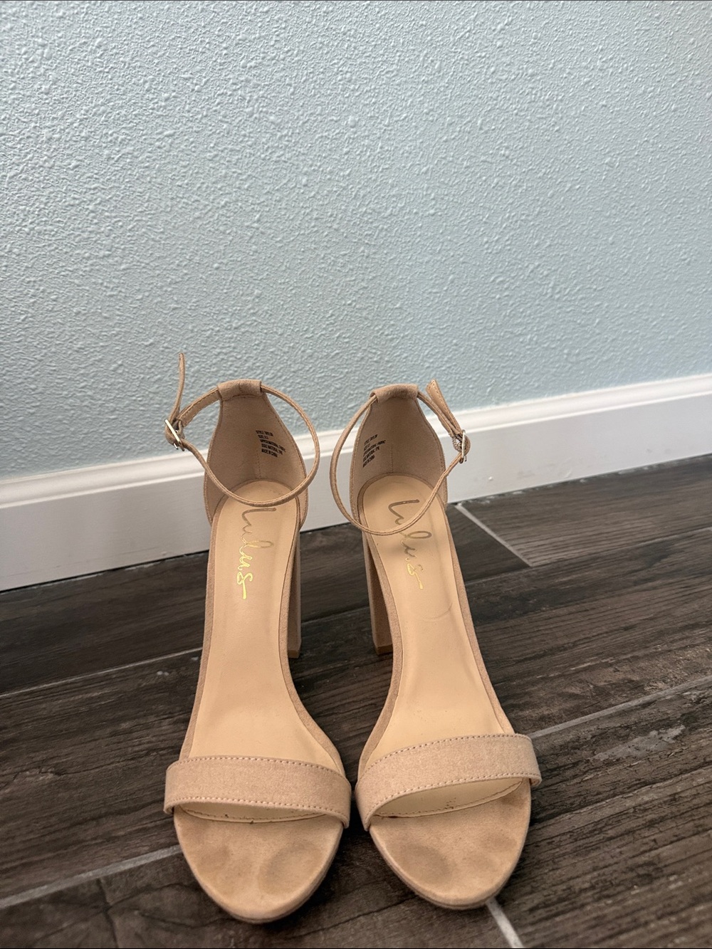 Lulus Ankle-Strap Block Heel Sandals in Nude